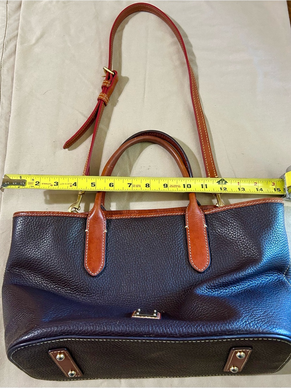 Dooney & Bourke Dark Brown Pebbled Leather Tote - Picture 6 of 12